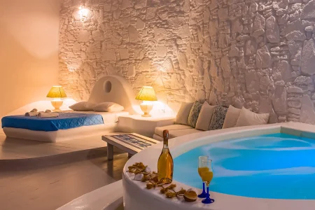 1.Villa Boufla Jacuzzi Luxury Suite with Spa Bath mykonos rocky villas